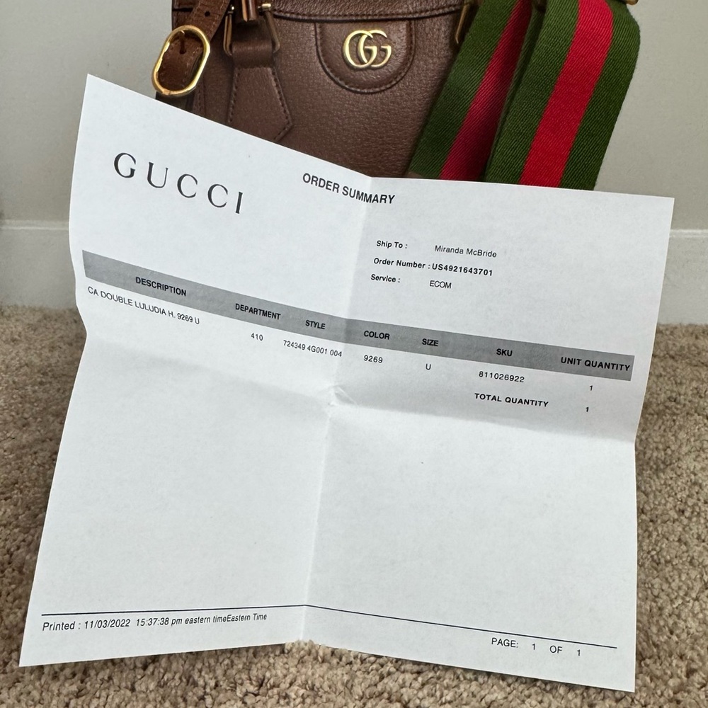 GUCCI Wonka Grain Calfskin Mini Diana Tote Bag Cuir - Picture 9 of 10